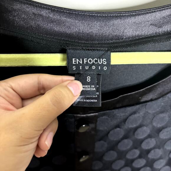 Enfocus Studio Black Swiss Dot Midi Dress Sz 8 - Picture 5 of 10